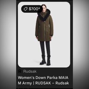RUDSAK Women's Parka Puffer with Black Fur Collar with matching Rudsak gloves